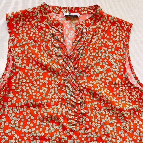 Reiss Womens Top Silk Sleeveless Polka Dot Career Casual Vneck Elegant Fashion 4 - Picture 2 of 5